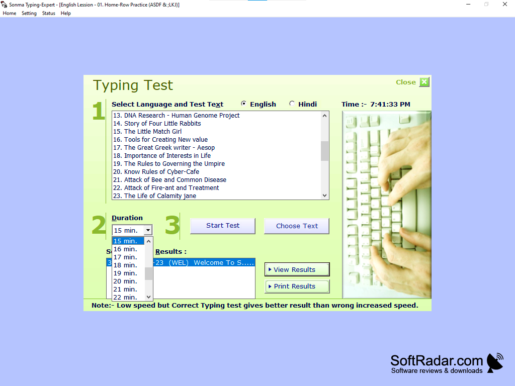Timer control desk inside Sonma Typing-Expert
