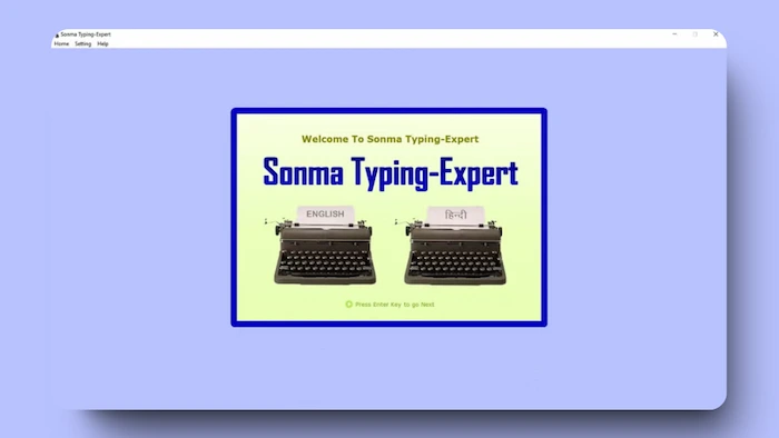 Launch poster preview of Sonma Typing-Expert welcome workspace